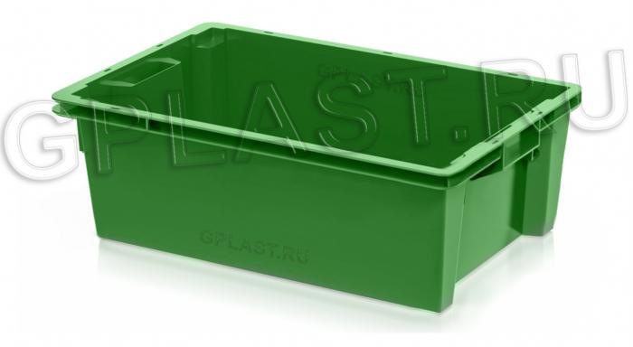 Ящик Пластиковый Овощной сплошной Зеленый 600х400х200мм - 35л